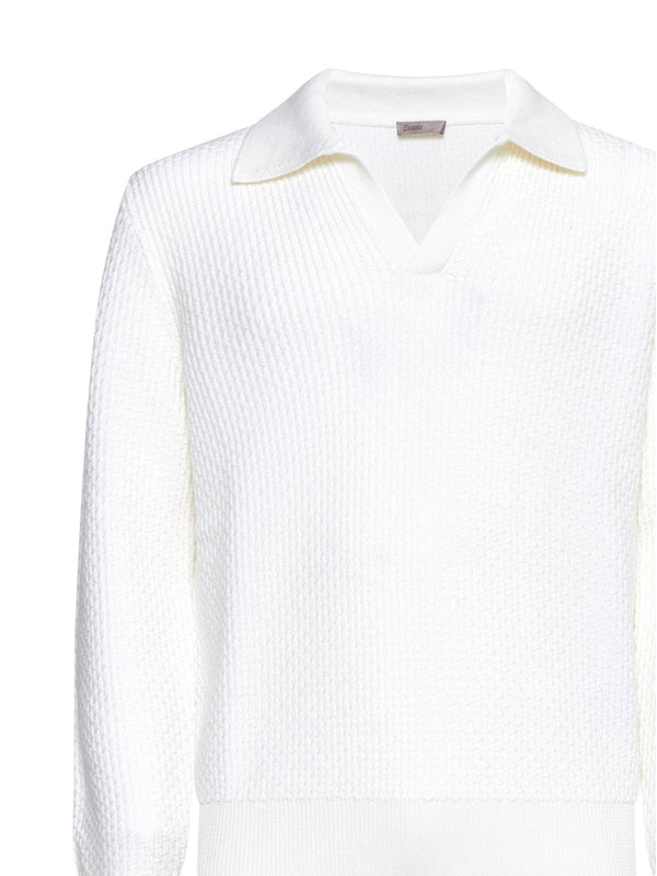 White Wool Polo Knit