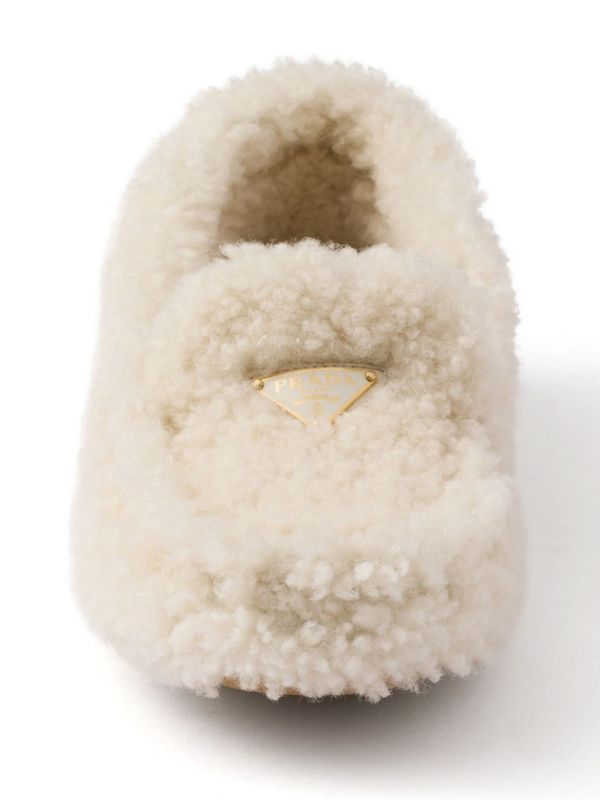 Triangle Logo Shearling Driving Shoes