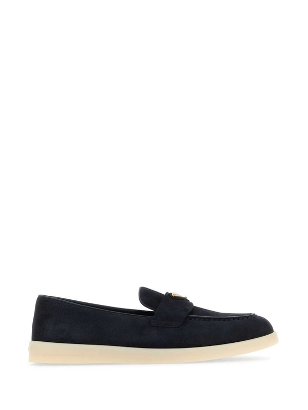 Triangle Logo Suede Loafers