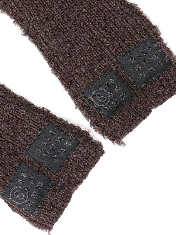 Mm6 Maison Margiela Brown Wool Gloves