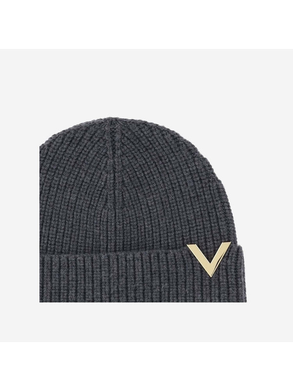 V Logo Wool Beanie