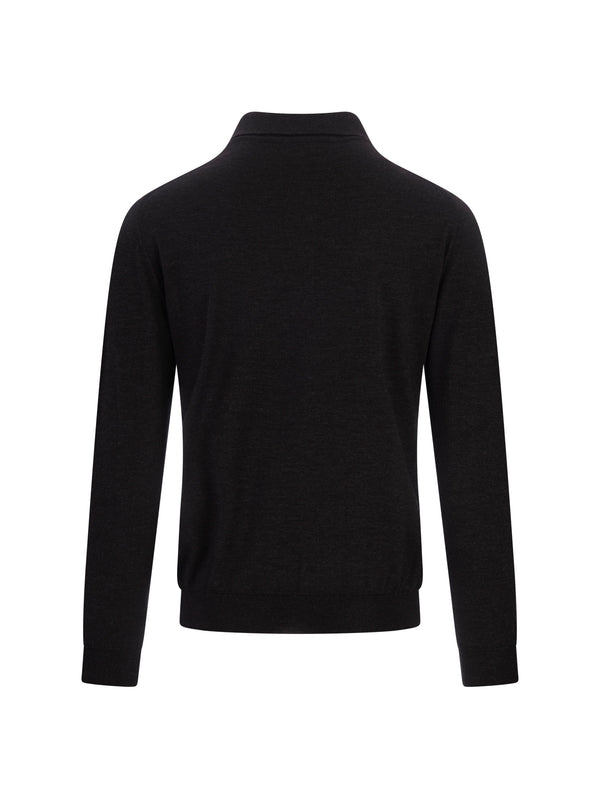 High Neck Half Zip Wool Knit