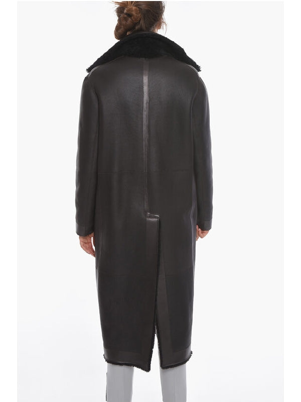 Single-Breasted Shearling Coat