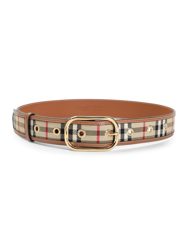 Check Pattern Leather Belt