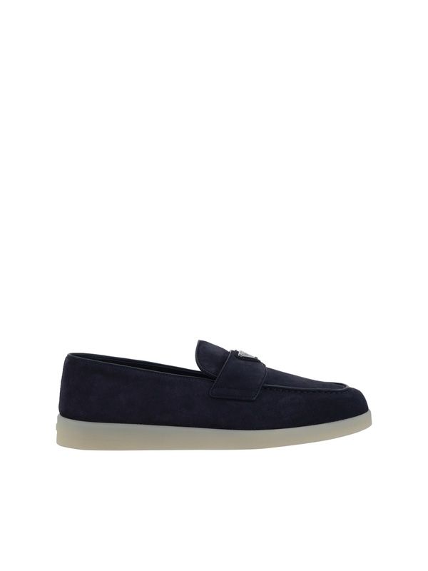 Triangle Logo Suede Loafers