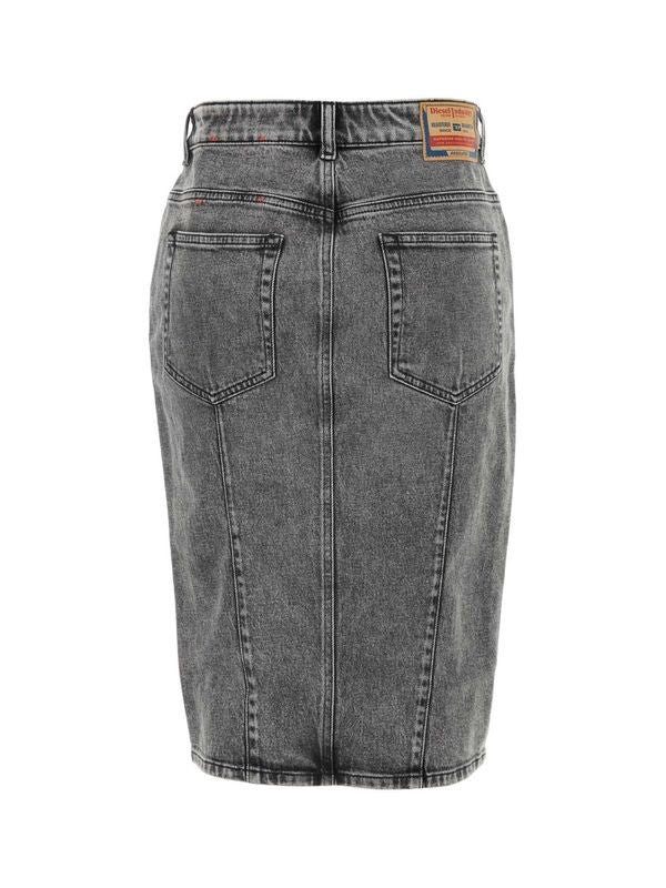 Zipper Detail Denim Skirt