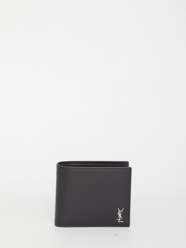 Black leather monogram wallet - jentestore_global