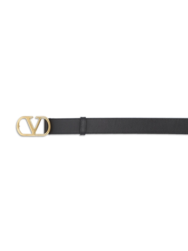 V Logo Leather Belt