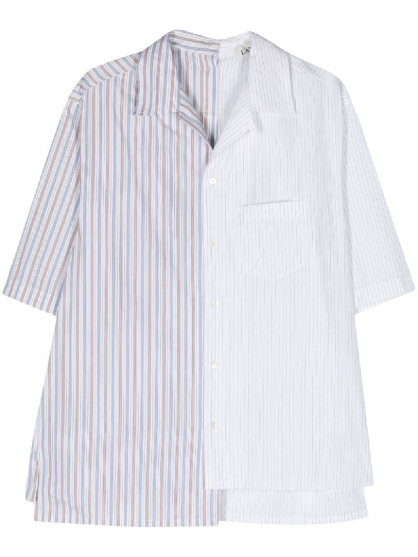 Stripe asymmetric cotton shirt