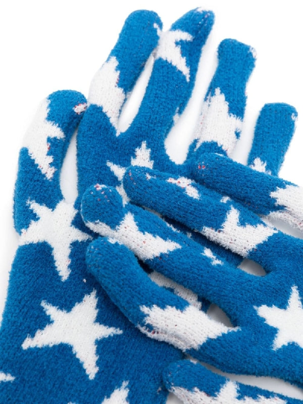 Star Intarsia Cotton Knit Gloves