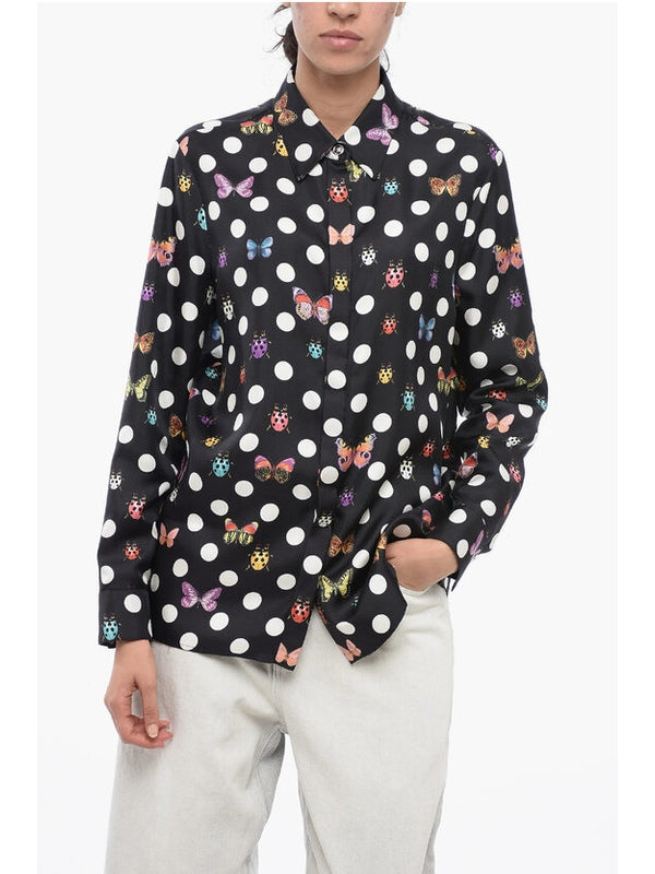 Allover Dot Pattern Silk Shirt