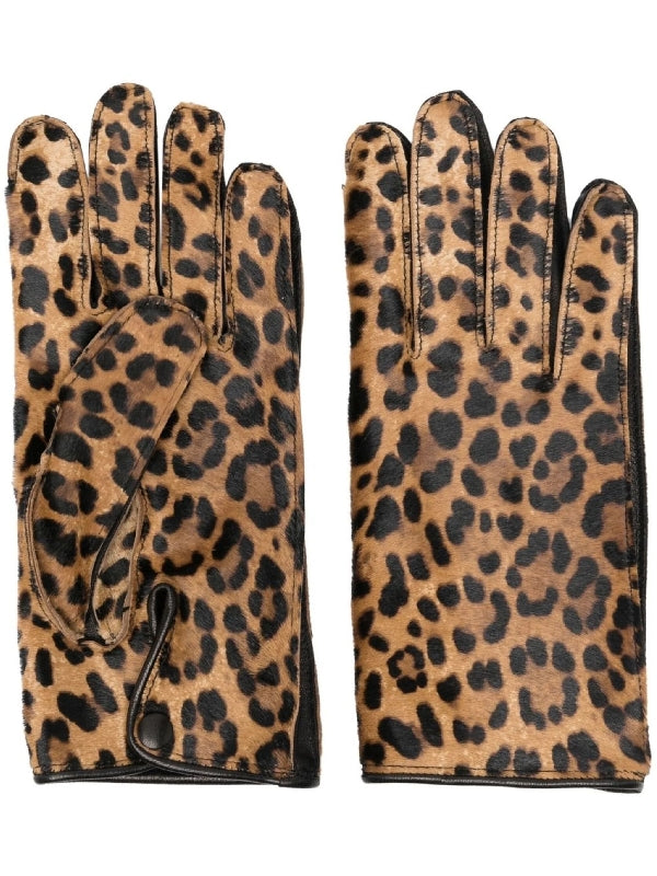 Leopard Printed Leather Gloves