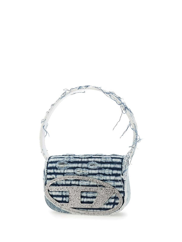 1DR Crystal Logo Denim Shoulder Bag
