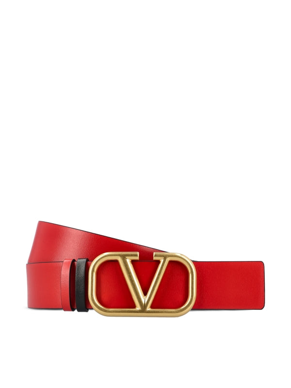 V Logo Reversible Leather Belt