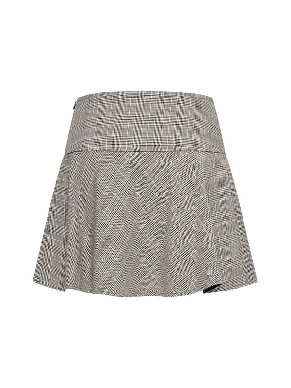 Check Pattern Flared Mini Skirt