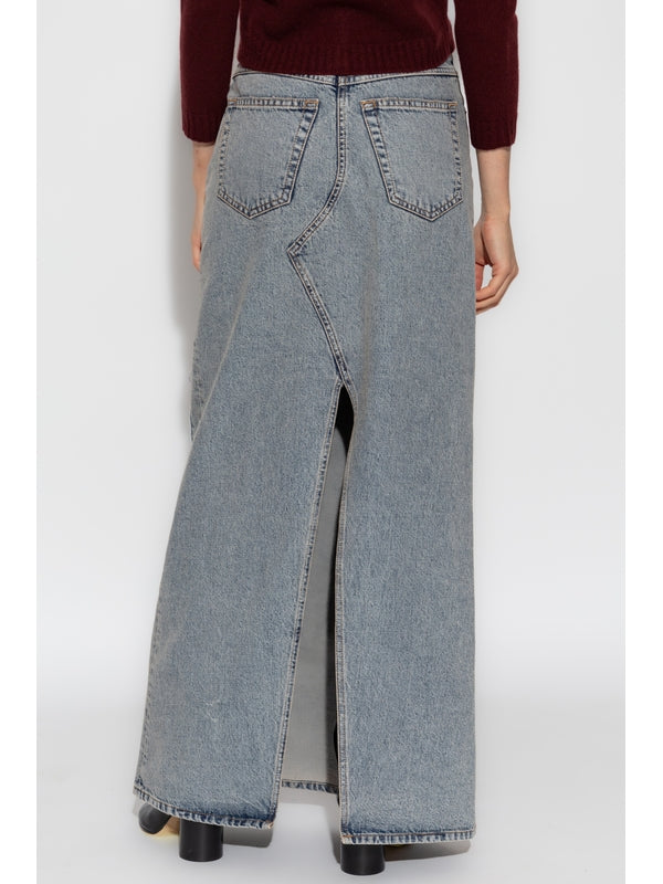 Panel Detail
  Denim Long Skirt