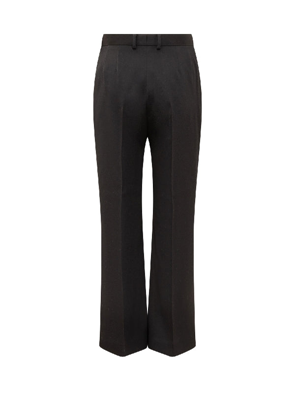 Black Wool Cropped Flared Pants