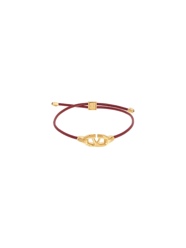 V Logo Leather Bracelet