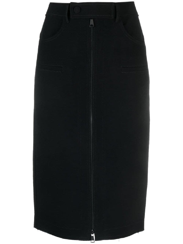 Front Zipper Midi Skirt