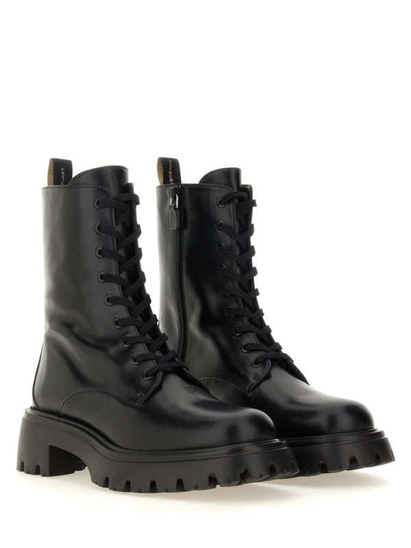 Black Calfskin Lace-up Boots