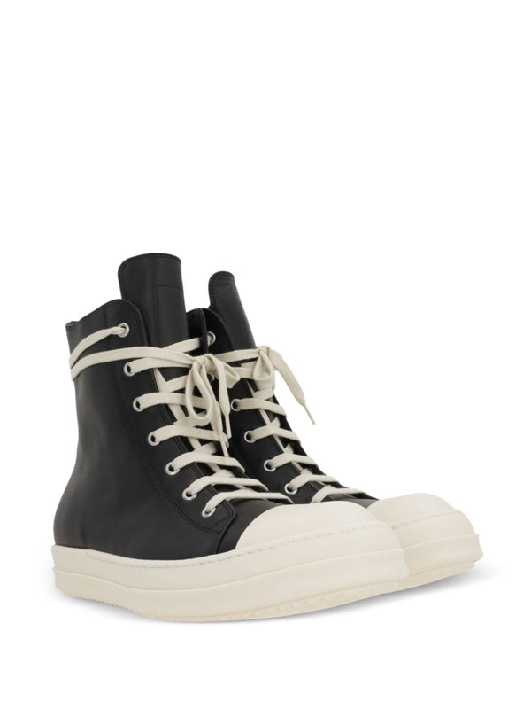 Zipper Detail Leather High-Top Sneakers