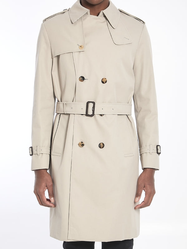 Cotton Blend Long Trench Coat