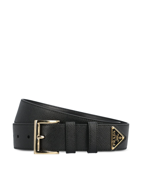 Triangular Logo Leather Belt