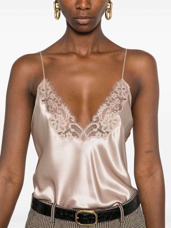 Lace Trim Silk Camisole