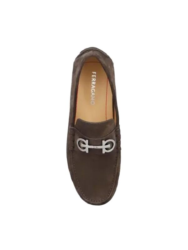 Gancini Ornament Leather Driving Shoes