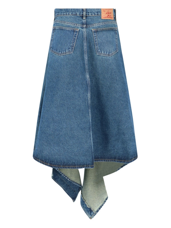 Asymmetrical Cutout Denim Skirt - Jente