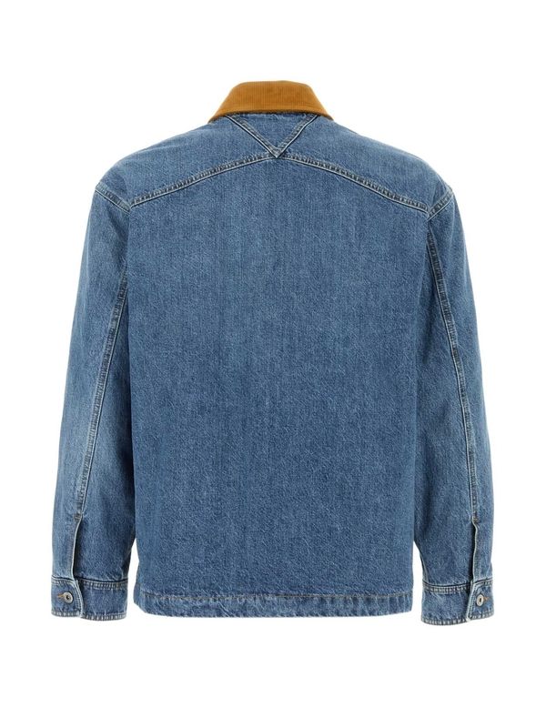 Suede Collar Denim Trucker Jacket