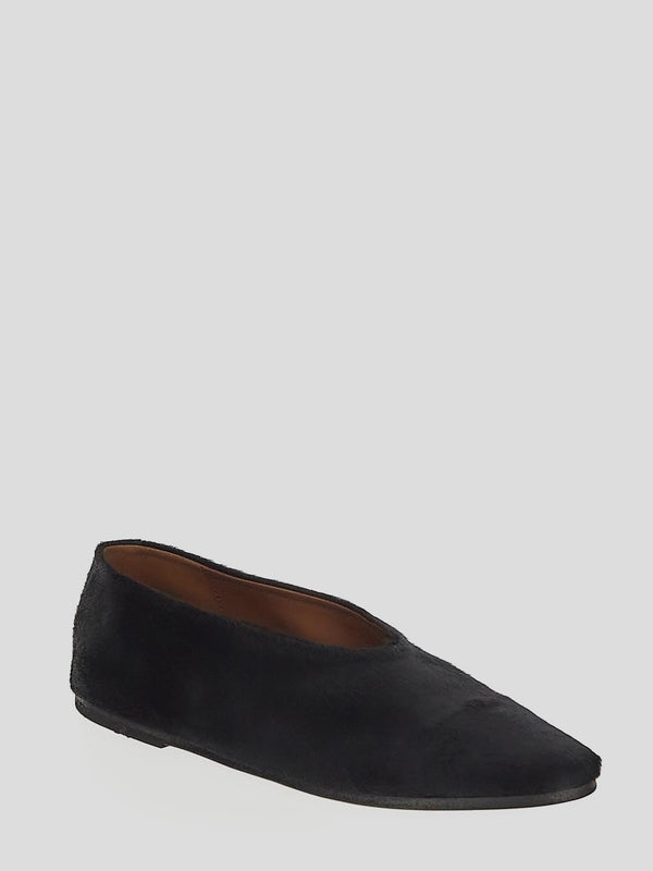 Black Leather Flat Shoes