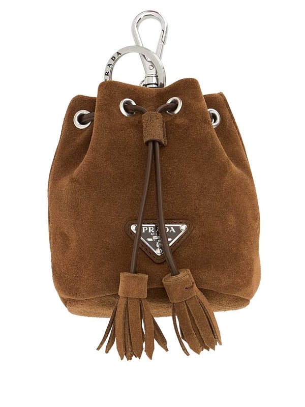 Triangle Logo Suede Bucket Bag Pouch
  Keyring