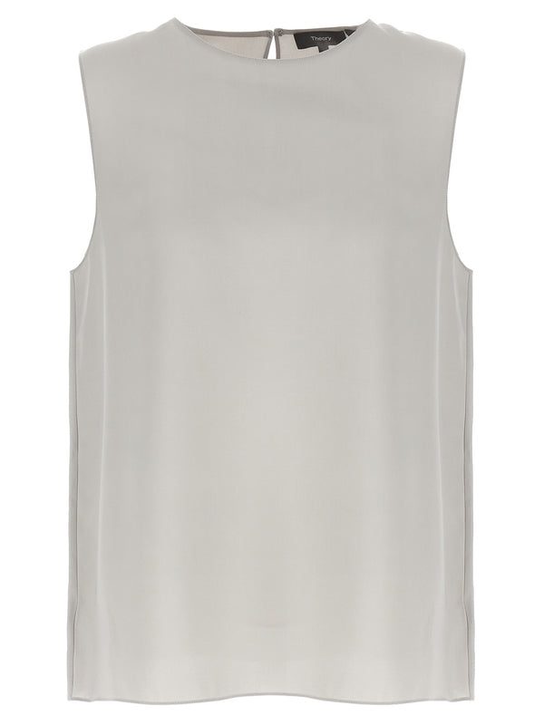 Crewneck Silk
  Sleeveless Top