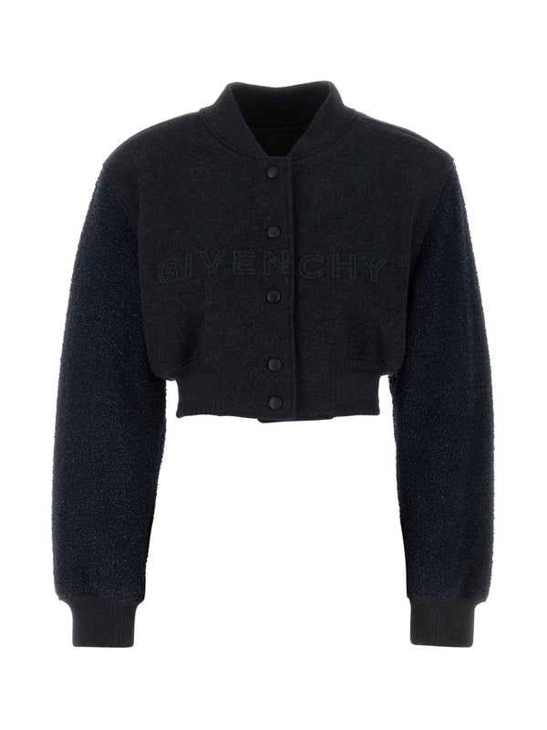 Logo Embroidery Cropped Bomber
  Jacket