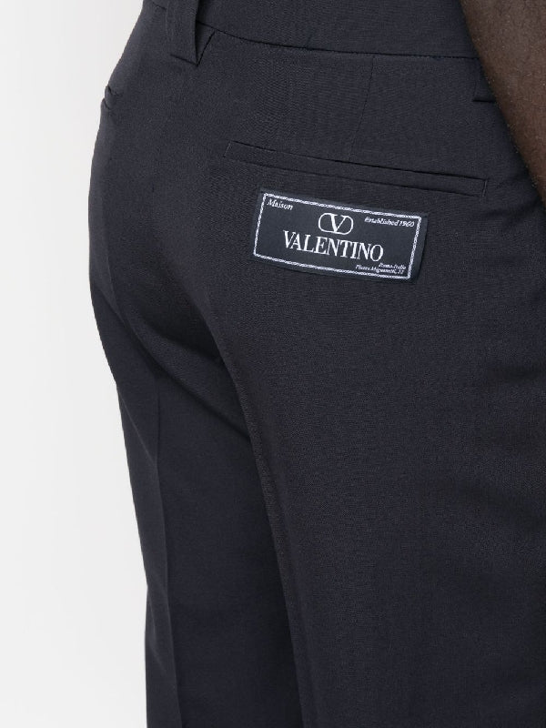 Back Logo Label Patch Wool Pants