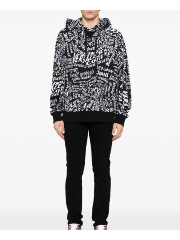 All-Over Logo Lettering Cotton Hoodie