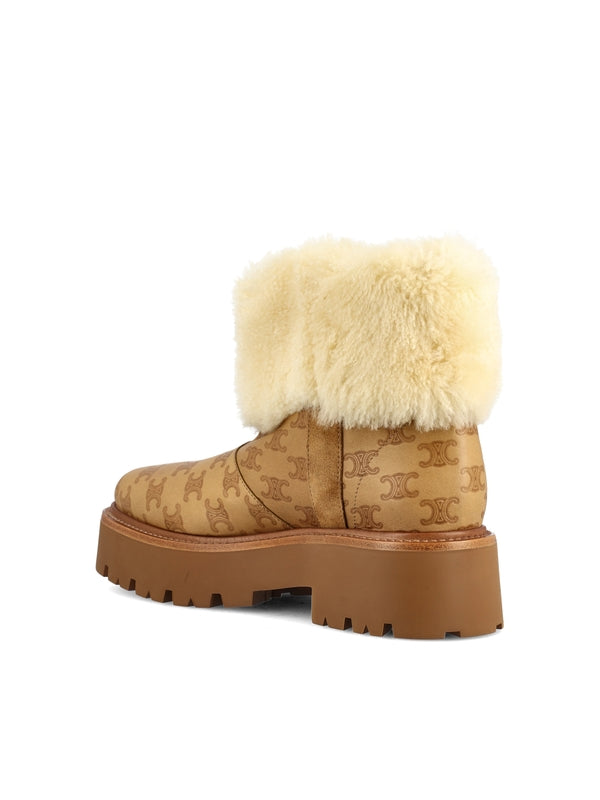 Triomphe Logo Shearling Ankle Boots