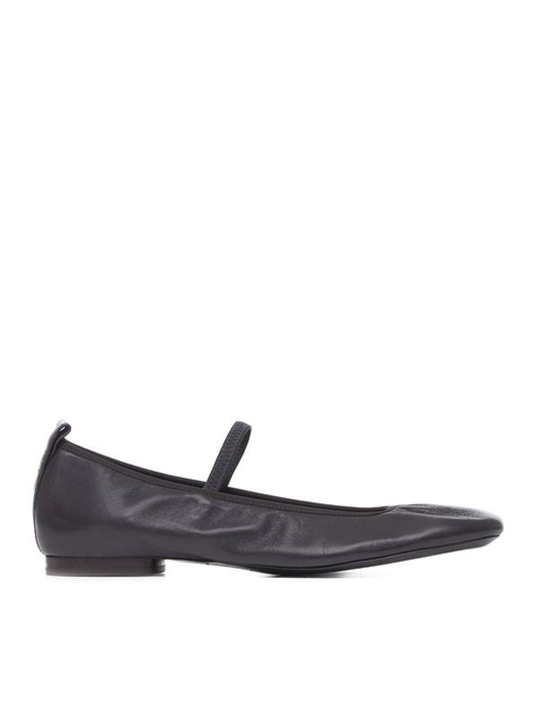 Square Toe Leather Mary Jane Ballerina Flats