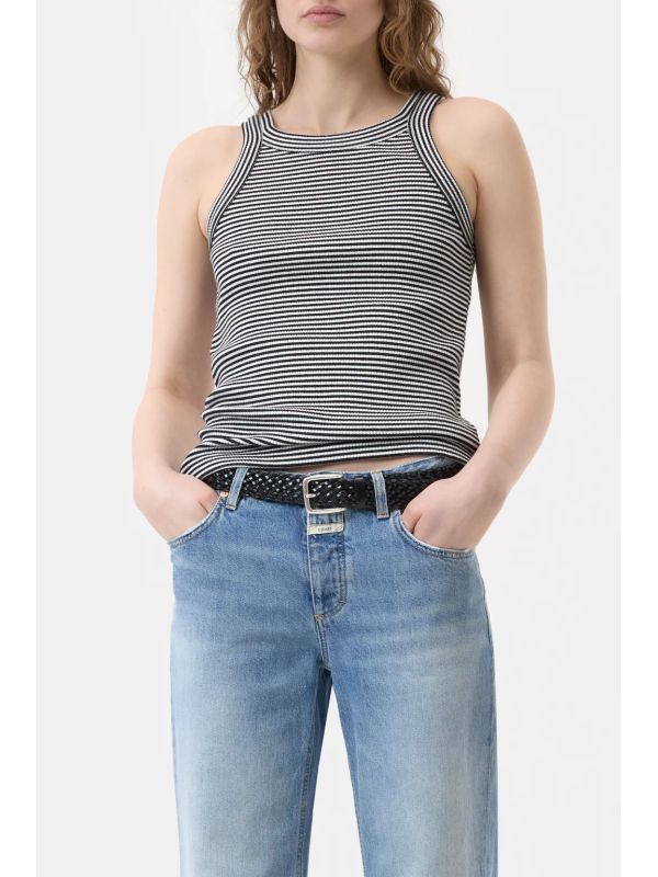 Logo Embroidery Stripe Tank
  Top