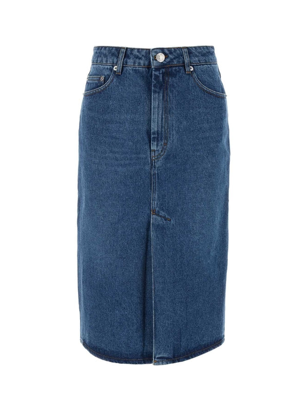 Back Logo Patch Denim Skirt