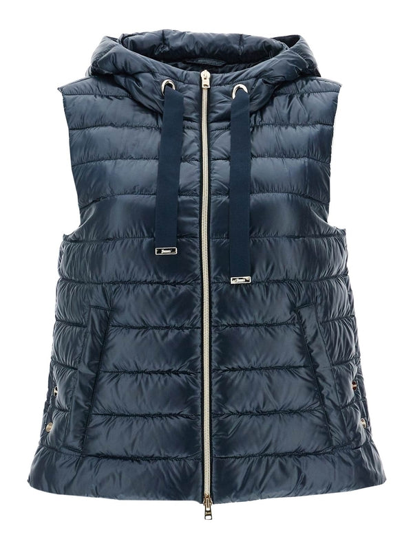 Drawstring Hoodie Padded Vest