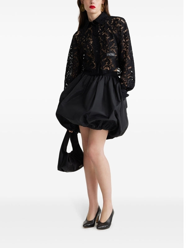 Bubble Peplum Cotton Mini Skirt