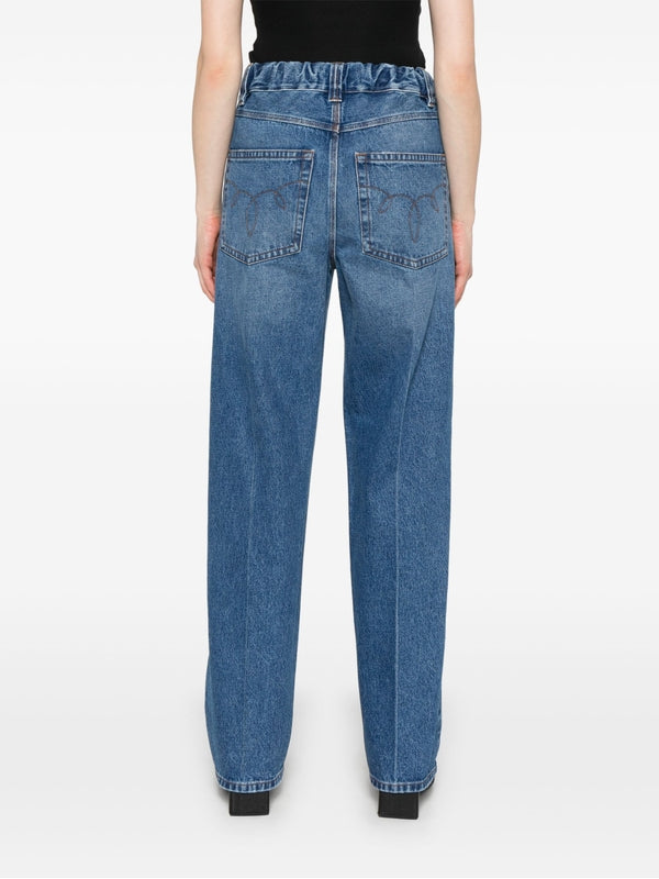 Elastic Waistband Denim Pants