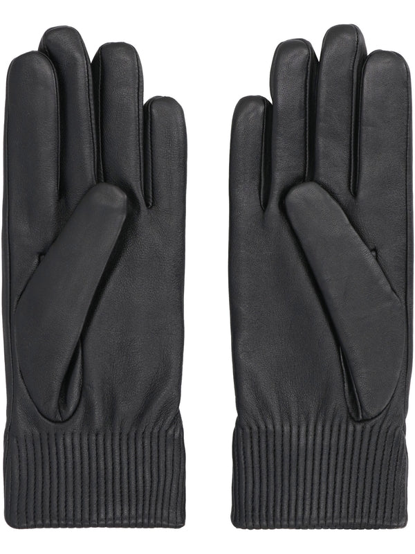 Rib Detail Leather Gloves