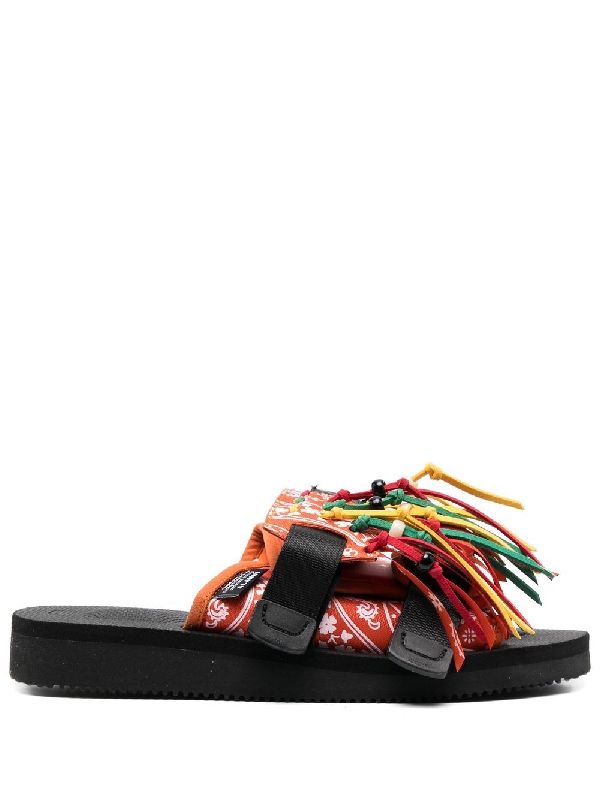 Multicolor Fringe Strap Slide