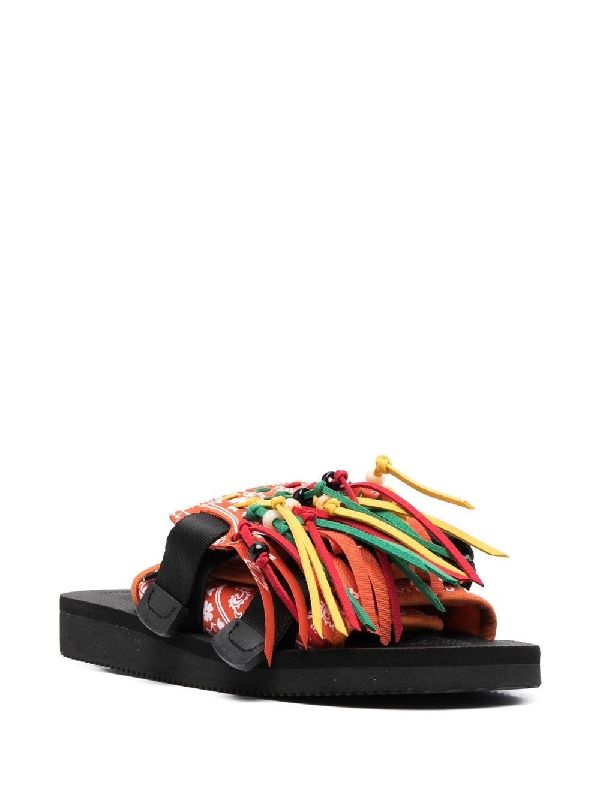 Multicolor Fringe Strap Slide