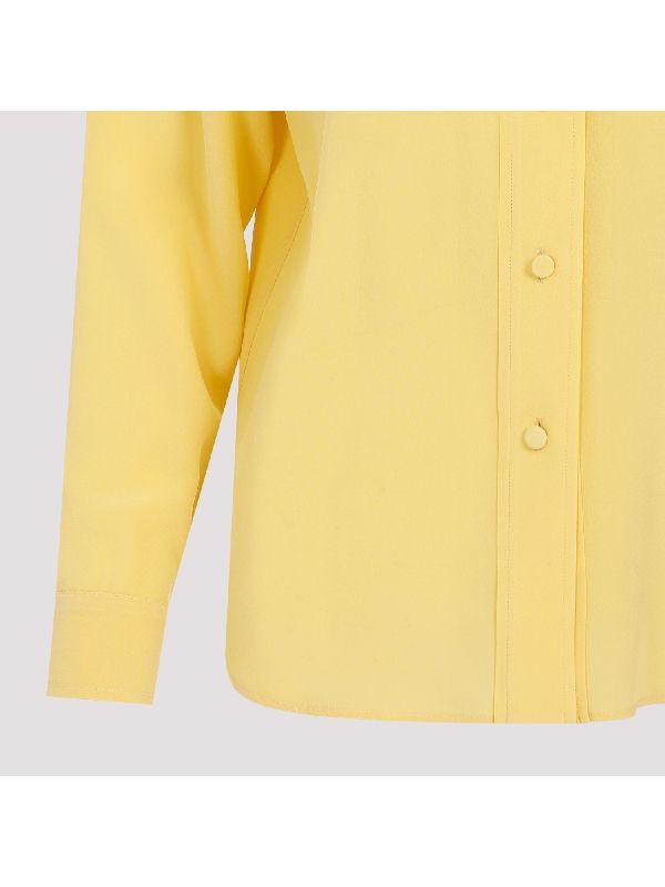 Yellow Silk Button-Up Shirt