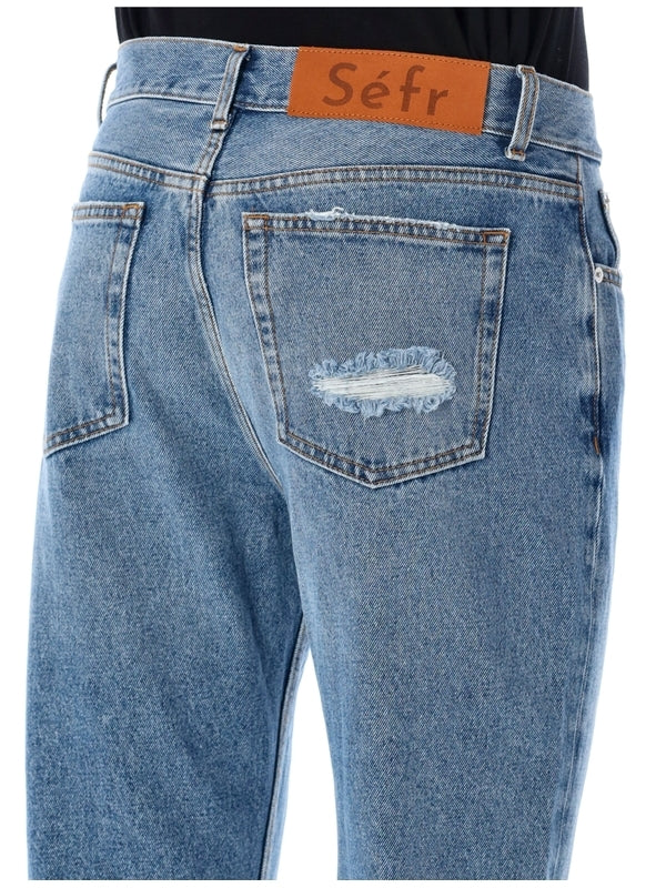 Rider Cut Distressed Denim Pants