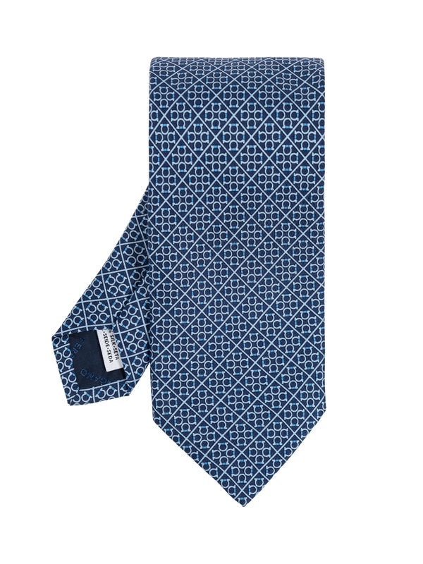 Gancini Pattern Silk Tie